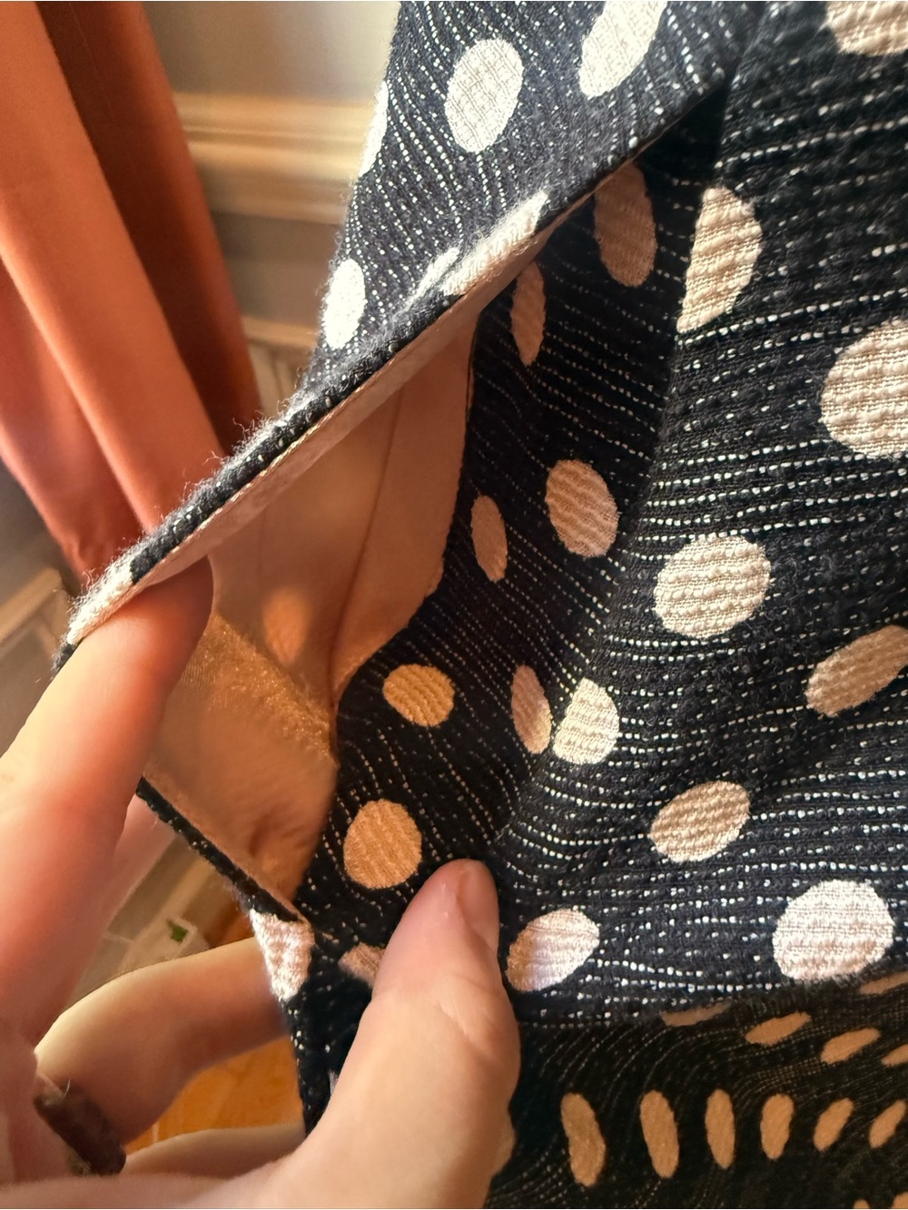 Maeve Anthropologie Polka Dot Fit & Flare Dress Lattice Cutout Detail Size 4 - Picture 8 of 12